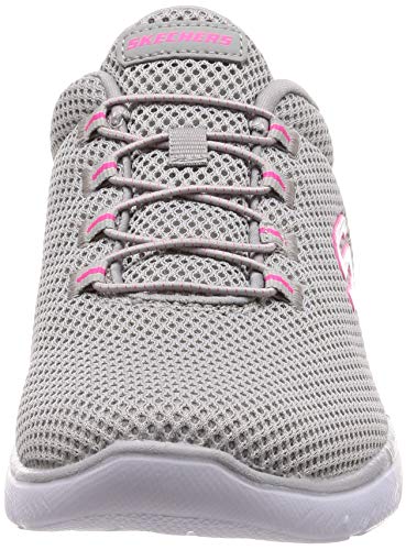 Skechers Summits 12985, Zapatillas de Deporte Mujer, Gray Mesh Hot Pink Trim, 40 EU