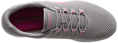 Skechers Summits 12985, Zapatillas de Deporte Mujer, Gray Mesh Hot Pink Trim, 40 EU