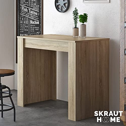 Skraut Home - Mesa Consola de Comedor Extensible hasta 140 cm, Color Roble, Dimensiones Cerrada: 90x50x78 cm.