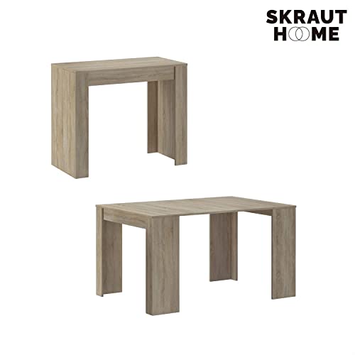 Skraut Home - Mesa Consola de Comedor Extensible hasta 140 cm, Color Roble, Dimensiones Cerrada: 90x50x78 cm.