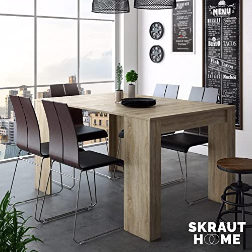 Skraut Home - Mesa Consola de Comedor Extensible hasta 140 cm, Color Roble, Dimensiones Cerrada: 90x50x78 cm.