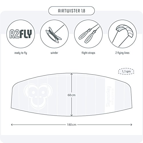 Skymonkey Airtwister 2.3 Cometa acrobática con Lazos de Vuelo Ready 2 Fly- 230 cm [Rainbow]