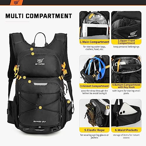 SKYSPER 15L/20L Mochilas para Ciclismo Ultraligero con Funda para Casco Mochila de Hidratación Impermeable Mochila de Bicicleta Mochila Deportiva Hombre Mujer para MTB Deportes al Aire Libre