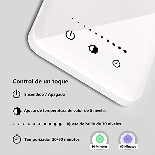 SLATOR Lámpara Escritorio LED, Flexo de Escritorio (Cuidado Ocular, Puerto USB, 5 Modos,10 Niveles de Brillo,Temporizador de 30/60min, Función de Memoria)