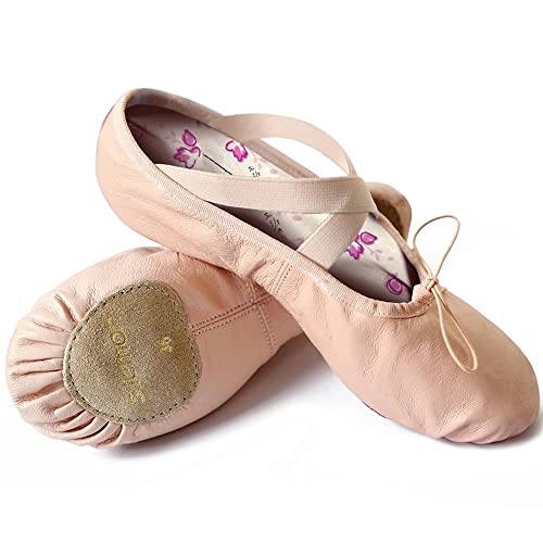 s.lemon Zapatillas de Ballet Cuero Zapatos de Danza Ballet para Niñas Mujeres Rosa 40