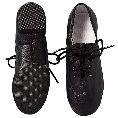 s.lemon Zapatos de Baile de Jazz con Cordones Cuero Suela Partida Zapatos de Danza Modern Jazz Negro 40