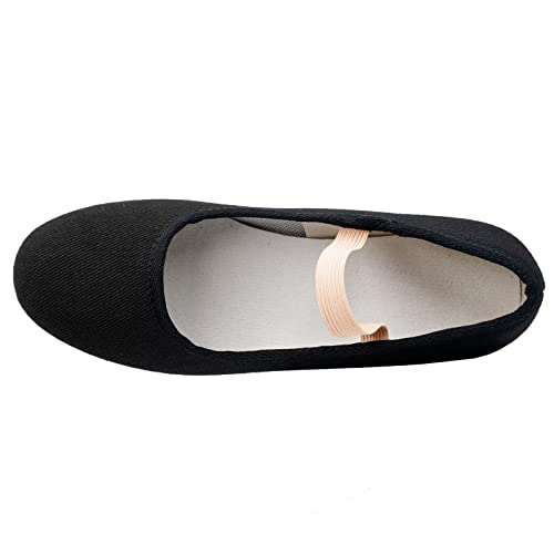 s.lemon Zapatos de Carácter para Danza,Negro 2.5cm Tacón Bajo Lona Zapatos de Carácter Ballet 37