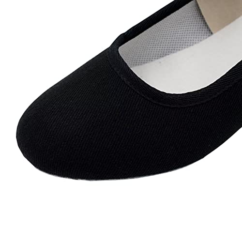 s.lemon Zapatos de Carácter para Danza,Negro 2.5cm Tacón Bajo Lona Zapatos de Carácter Ballet 37