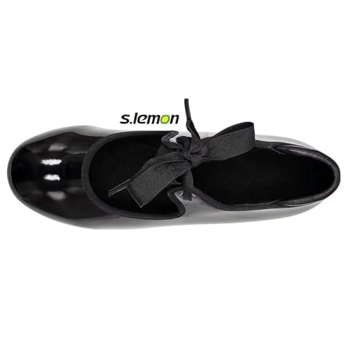 s.lemon Zapatos de Claque,Mujer Hombre Niños 2.5cm Tacón Zapato de Tap Zapatos Claqué Negro EU 38