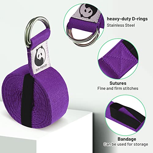 Slim Panda Cinturon Yoga Algodón, Práctica Correa Yoga Yoga Accesorios para Estiramiento y Fitness,Yoga Banda con Hebilla Deslizante Metálica, (180 / 250cm)