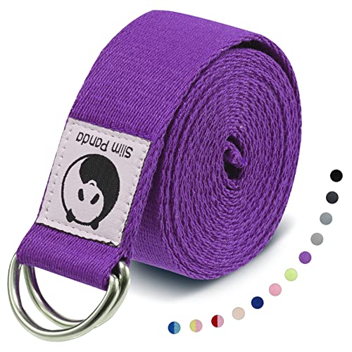 Slim Panda Cinturon Yoga Algodón, Práctica Correa Yoga Yoga Accesorios para Estiramiento y Fitness,Yoga Banda con Hebilla Deslizante Metálica, (180 / 250cm)