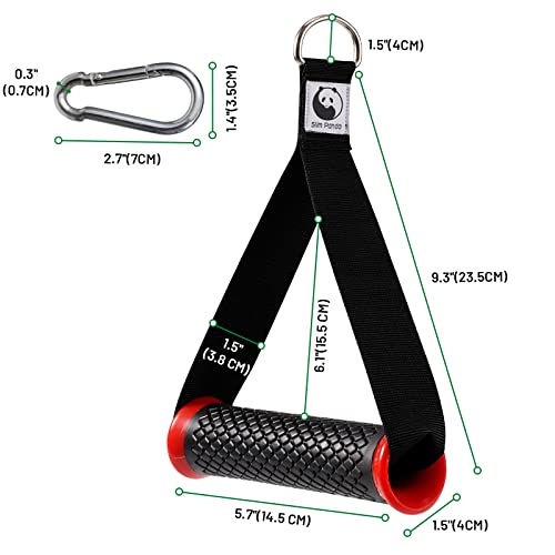 Slim Panda Mango de Resistencia, 2 Piezas Nylon Agarres para Gym Set, Agarres Poleas Gym para Entrenamientos en Polea, Estación de Polea de Cable o Torre de Pesas, Rojo+Carabiners