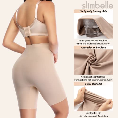 SLIMBELLE Control de la Barriga Muslo Bragas más Delgadas Bragas Ropa Interior Levantador a Tope sin Costuras Calzoncillos de Cintura Alta Fortalecedor de Cadera Faja Moldeadora Beige XL