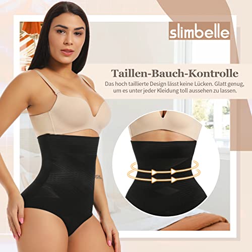 SLIMBELLE Mujer Bragas Moldeadoras de Cintura Alta Faja Reductora de Barriga Adelgazante Control de Body Braguitas Elástico Lencería Invisible Shapewear Briefs Vientre Plano Eleva Trasero