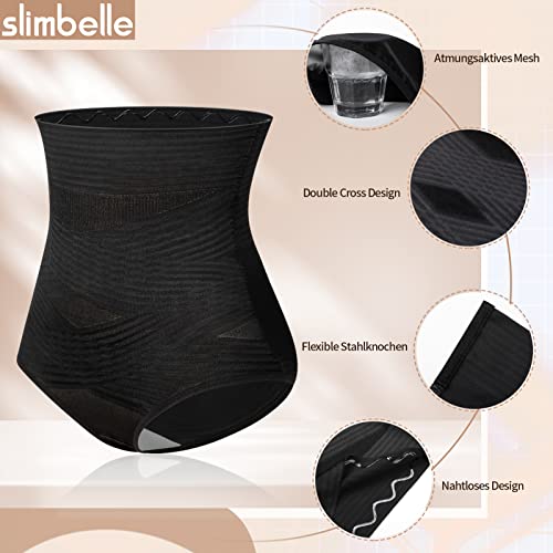 SLIMBELLE Mujer Bragas Moldeadoras de Cintura Alta Faja Reductora de Barriga Adelgazante Control de Body Braguitas Elástico Lencería Invisible Shapewear Briefs Vientre Plano Eleva Trasero