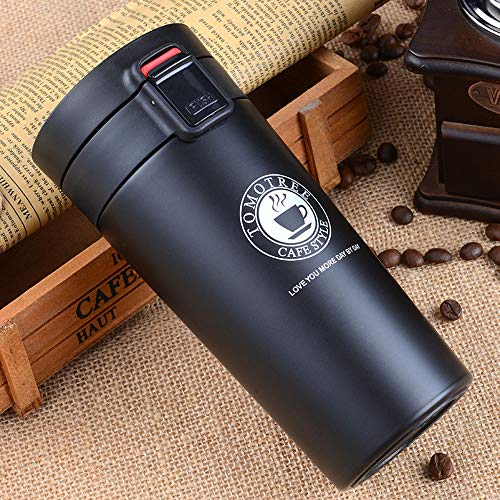 SLOSH Vaso Termico de Acero inoxidable, Café Termo Taza Termica Viaje para Llevar Sin Bpa(Negro)