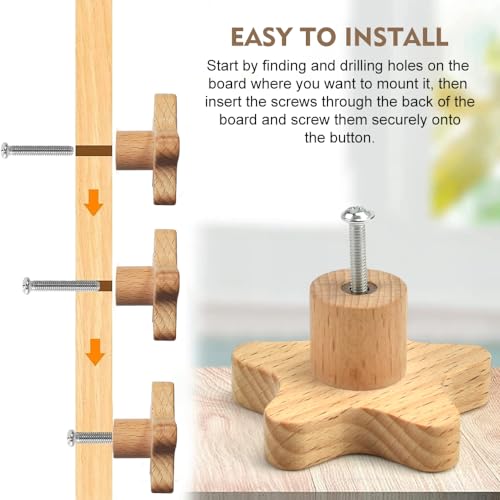 SLTAXAR 8 PCS Tiradores de Madera para Cajones Infantiles Pomos de Madera Infantiles Tiradores Madera Estrellas Nubes Luna Corazón Perillas de Madera con Tornillos para Cajones Armarios Cómodas