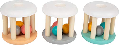 Small Foot 11712 Baby Rattle Pastel, sonajero de Madera en un Set de 3 para bebés Toys, Multicolor, S