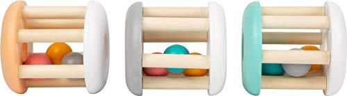 Small Foot 11712 Baby Rattle Pastel, sonajero de Madera en un Set de 3 para bebés Toys, Multicolor, S