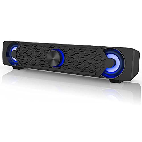 Smalody Barra de Sonido USB, Parlantes para Juegos de PC con Luces LED Geniales, Computadora de Escritorio, Portátil