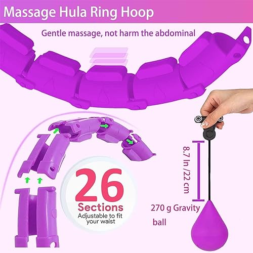 Smart Hula Ring Hoop Aros de Fitness Abdominal 26 Segmentos Ajustable Masaje de Neumáticos no se Cae para Adultos Principiante Perder Peso y Quemar Calorías