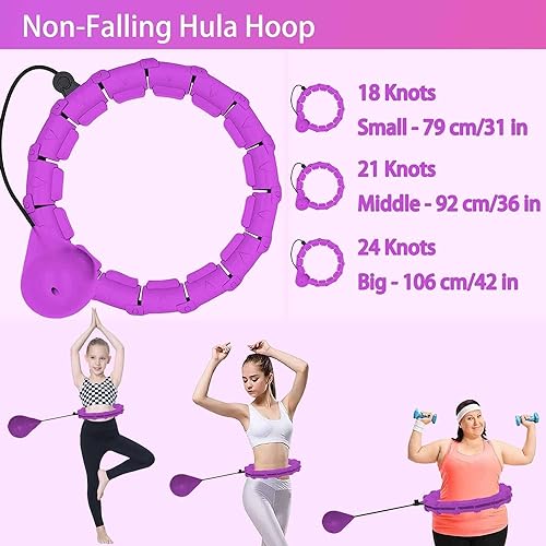 Smart Hula Ring Hoop Aros de Fitness Abdominal 26 Segmentos Ajustable Masaje de Neumáticos no se Cae para Adultos Principiante Perder Peso y Quemar Calorías