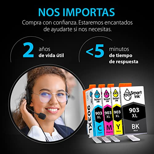 Smart Ink Reemplazo Compatible del Cartucho de Tinta para HP 903 XL 903XL High Yield 4 Pack (Black XL & C/M/Y) con tecnología de Chip avanzado Cartuchos para HP OfficeJet Pro 6950 6960 6970 Impresora