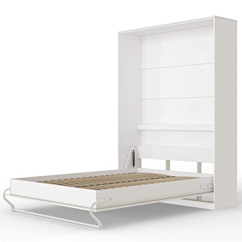 SMARTBett Standard 140x200cm Vertical Blanco | Cama Abatible, Cama De Pared, Cama Plegable, Cama Oculta