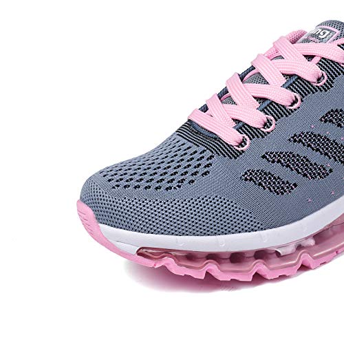 Smarten Zapatillas de Running Hombre Mujer Air Correr Deportes Calzado Verano Comodos Zapatillas Sport Grey Pink 40 EU