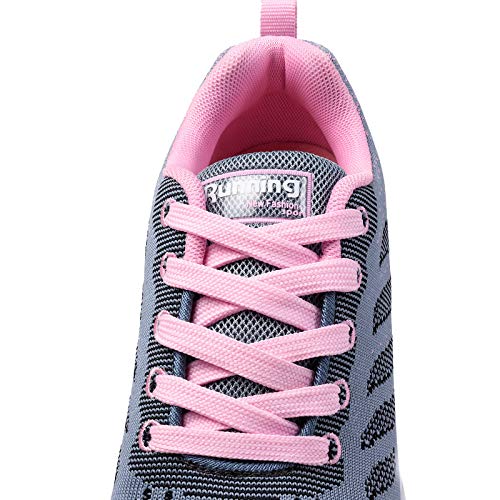 Smarten Zapatillas de Running Hombre Mujer Air Correr Deportes Calzado Verano Comodos Zapatillas Sport Grey Pink 40 EU