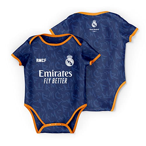 smartketing Body Oficial Segunda equipación Real Madrid C.F, Bebés Unisex, Azul, 6