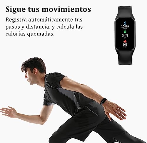 Smartwatch, Reloj Inteligente Hombre Mujer - Oxímetro (SpO2) Caloría Podómetro Sueño Pulsometro, iP68 Impermeable Pantalla de 1,47", Pulsera Actividad Compatible con Teléfonos Android e iOS (2 Correa)