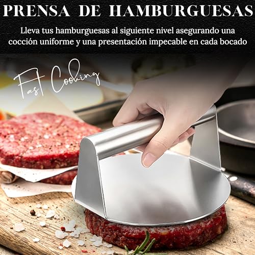 Smasher Hamburguesa - Prensa para Hamburguesas de Acero Inoxidable - Aplastador de Hamburguesas Profesional Antiadherente