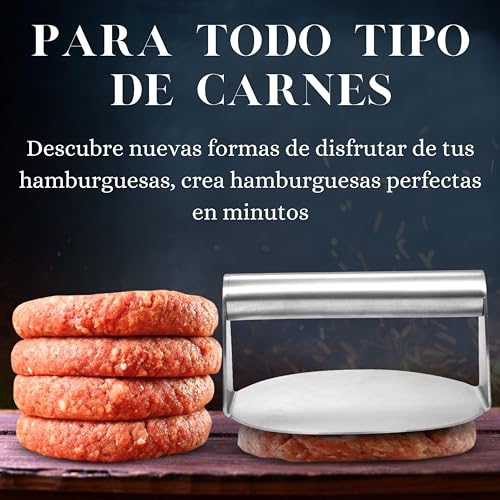 Smasher Hamburguesa - Prensa para Hamburguesas de Acero Inoxidable - Aplastador de Hamburguesas Profesional Antiadherente