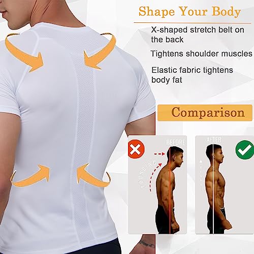 Smatstyle Camisa de Compresión Hombre Manga Corta para Deportiva Camiseta,Hombre Base Layer para Correr Transpirable Secado Rápido,para Entrenamiento Fitness(S, Negro)