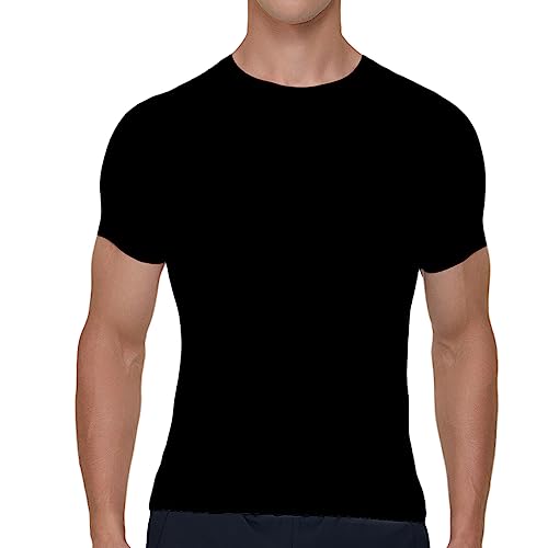 Smatstyle Camisa de Compresión Hombre Manga Corta para Deportiva Camiseta,Hombre Base Layer para Correr Transpirable Secado Rápido,para Entrenamiento Fitness(S, Negro)