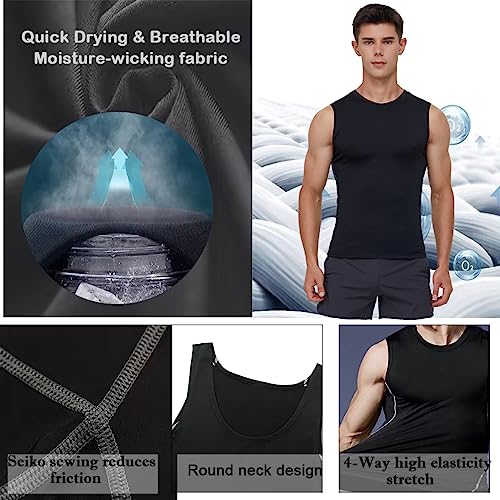 Smatstyle Camiseta de compresión sin Mangas para Hombre para Deportiva,Camisetas de Correr ranspirable Secado Rápido para Hombre,Tops de Compresión Jogging Fitness