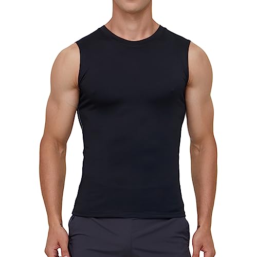 Smatstyle Camiseta de compresión sin Mangas para Hombre para Deportiva,Camisetas de Correr ranspirable Secado Rápido para Hombre,Tops de Compresión Jogging Fitness