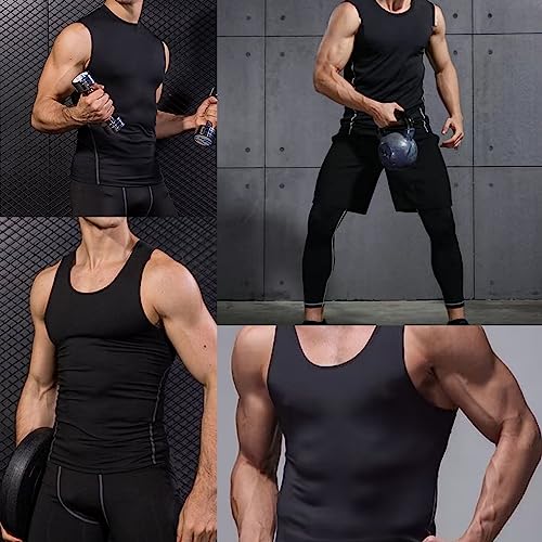 Smatstyle Camiseta de compresión sin Mangas para Hombre para Deportiva,Camisetas de Correr ranspirable Secado Rápido para Hombre,Tops de Compresión Jogging Fitness