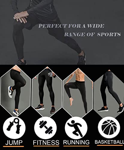 Smatstyle Pantalones de Compresión para Hombre Secado Rápido Mallas Pantalones Deportivos de Entrenamiento Hombre Leggings Deporte Mallas de Correr Pantalones de Base Layer Tights (S, Negro)