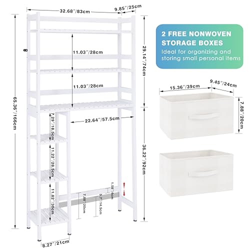 SMIBUY Almacenamiento sobre el Inodoro con cajones, baño Grande Independiente detrás del Soporte de Inodoro con Estante de 6 Niveles para baño, lavandería (Blanco)