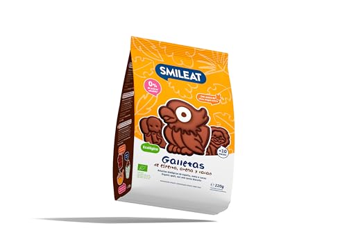 Smileat | Galletas Ecológicas de Cacao, Avena y Espelta | Para Bebés desde 10 Meses | Horneadas con Ingredientes Naturales | Snack o Merienda Sana | Sin Aceite de Palma | 220g