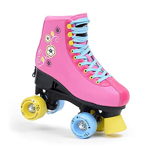 SMJ sport Patines en línea clásicos retro para mujer, tamaño ajustable, rodamientos ABEC7, color rosa y rosa, patines en línea clásicos, tallas 31-34, 35-38 (31-34)