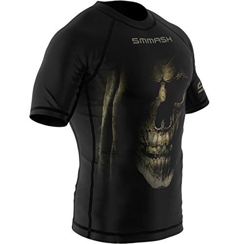 SMMASH Night Shift Rashguard Hombre Manga Corta, Camisetas Hombre para MMA, Artes Marciales, Krav Maga, BJJ, K1, Karate, Material Transpirable y Antibacteriano