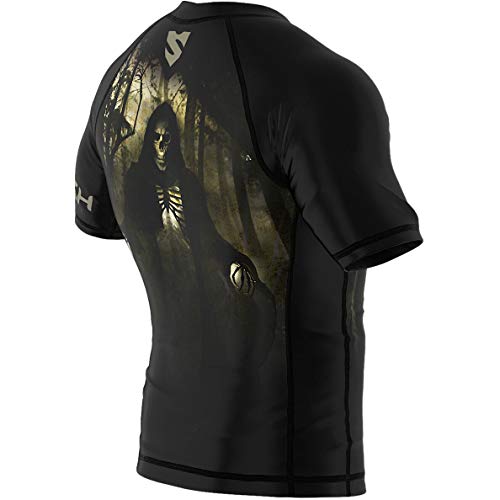 SMMASH Night Shift Rashguard Hombre Manga Corta, Camisetas Hombre para MMA, Artes Marciales, Krav Maga, BJJ, K1, Karate, Material Transpirable y Antibacteriano