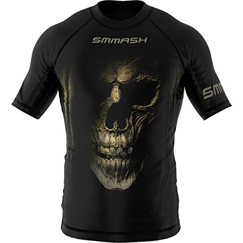 SMMASH Night Shift Rashguard Hombre Manga Corta, Camisetas Hombre para MMA, Artes Marciales, Krav Maga, BJJ, K1, Karate, Material Transpirable y Antibacteriano