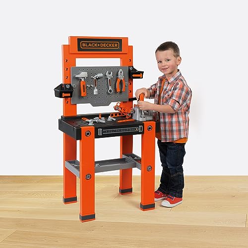 Smoby- Banco de Trabajo Infantil Black&Decker Bricolo One, Taller, 79 Accesorios, Incluye Herramientas como Martillo, Destornillador, A Partir de 3 años (7600360732)