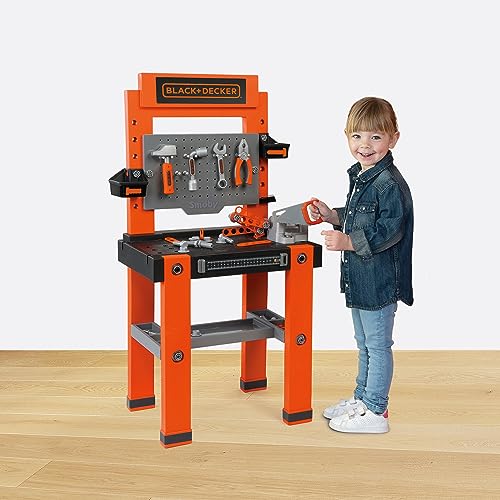 Smoby- Banco de Trabajo Infantil Black&Decker Bricolo One, Taller, 79 Accesorios, Incluye Herramientas como Martillo, Destornillador, A Partir de 3 años (7600360732)