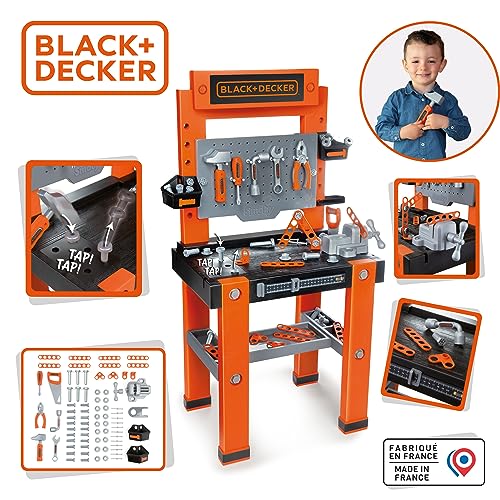 Smoby- Banco de Trabajo Infantil Black&Decker Bricolo One, Taller, 79 Accesorios, Incluye Herramientas como Martillo, Destornillador, A Partir de 3 años (7600360732)