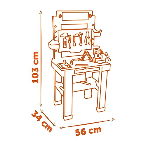 Smoby- Banco de Trabajo Infantil Black&Decker Bricolo One, Taller, 79 Accesorios, Incluye Herramientas como Martillo, Destornillador, A Partir de 3 años (7600360732)